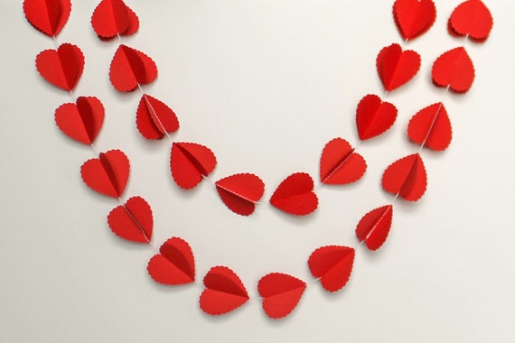 Wedding Day Decorations Red 3d Heart Confetti Garland Ideal Etsy