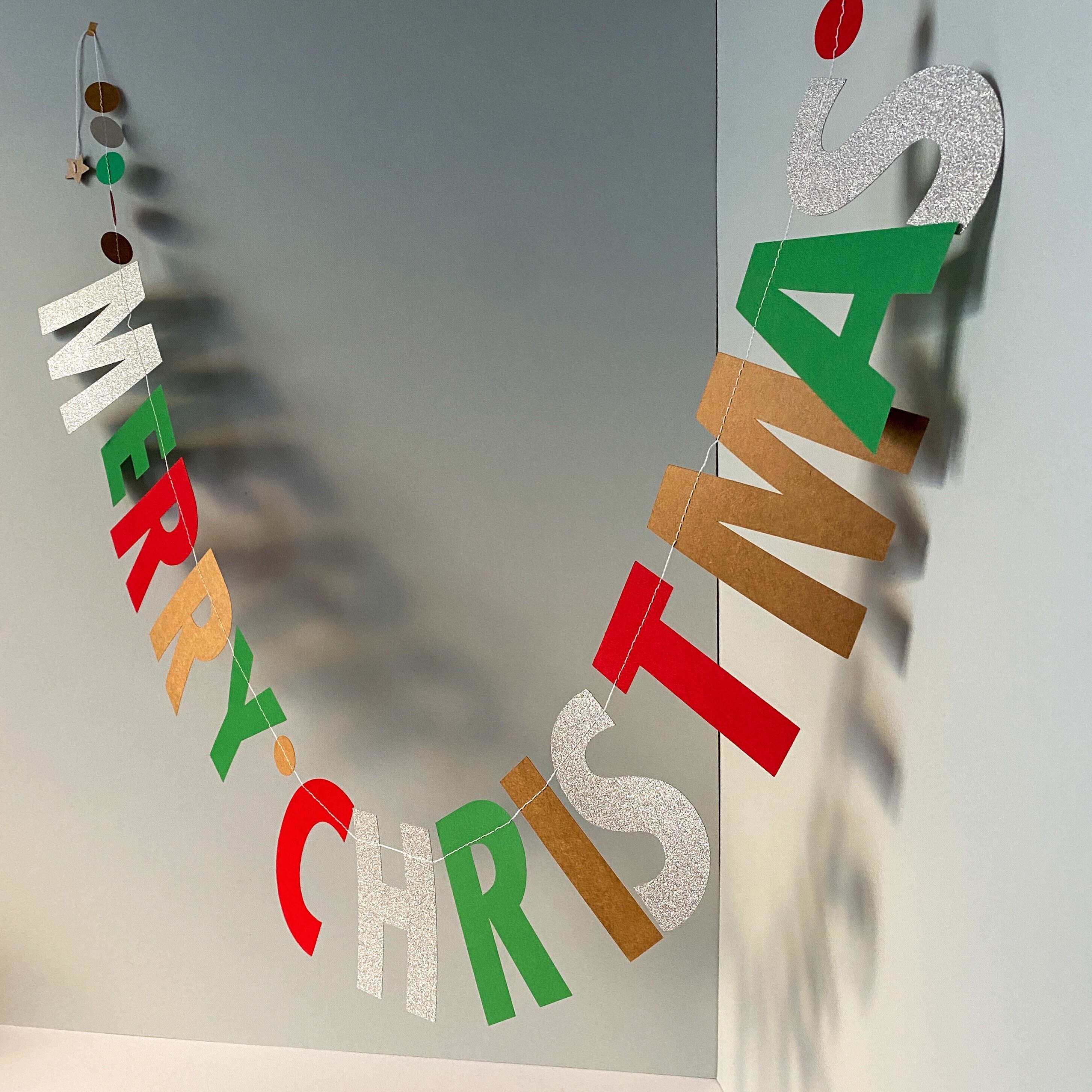 Merry Christmas Garland Traditional Festive Fireplace Banner | Etsy