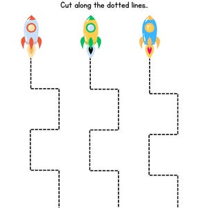 Cutting Rockets Eyfs Scissor Skills Worksheets: Cutting Practice Pages for Kids (printable ...