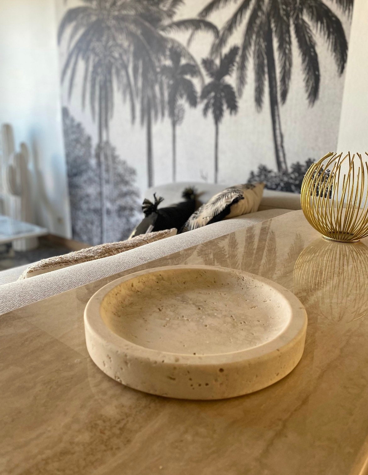 plateau Rond En Travertin