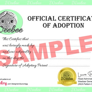 Weebee ADOPTIE certificaat