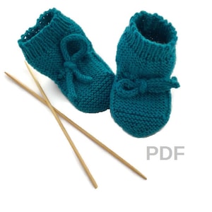 Instruções de tricô para botinhas de bebê para tricoteiras com conhecimentos básicos. Tamanho 0-3 meses. Instruções em PDF para baixar tricô para bebê