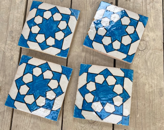 Moroccan Zellige, handmade and hand-painted Moroccan tiles, 10/10 cm decorative tiles, Moroccan tiles.