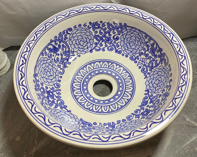 Handmade washbasin/ Moroccan pottery sink/ pottery basin/ ceramic sink.