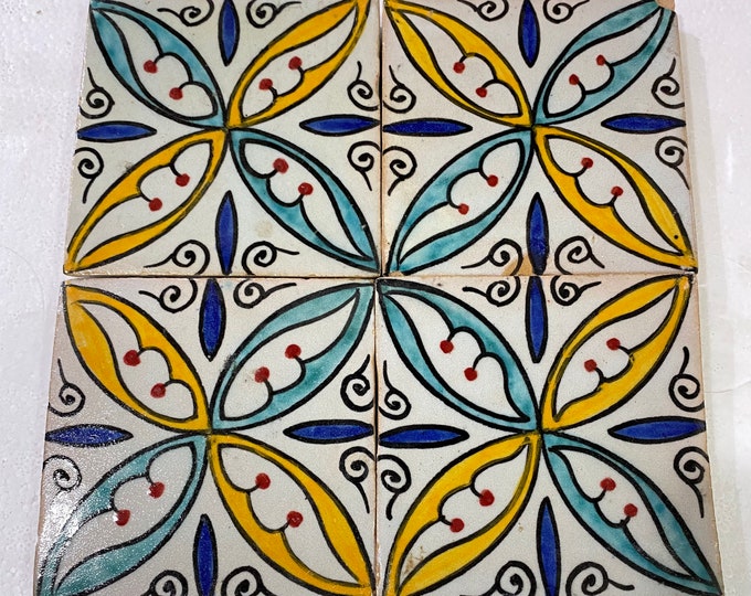 Moroccan Zellige, handmade and hand-painted Moroccan tiles, 10/10 cm decorative tiles, Moroccan tiles.