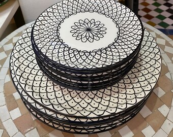 Dinner plate/ set of dinner plate and dessert plate/ handmade & hand painted dinner plate. Moroccan dinner plates.