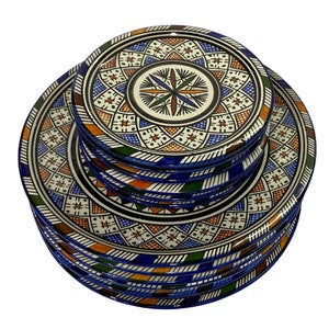 Handmade and hand-painted Moroccan ceramic plates, Moroccan handmade ceramic dinner dish and dessert dish