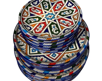 Plates / plates in ceramic of Fes, handmade and hand painted / Moroccan plates / flat dinner.