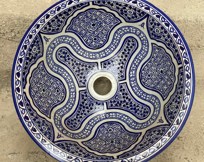 Handmade washbasin/ Moroccan pottery sink/ pottery basin/ ceramic sink.