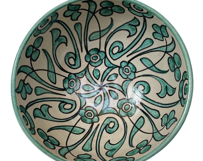 Vintage salad bowl / vintage Moroccan pottery salad bowl / vintage salad bowl from Fes / handmade pottery salad bowl.