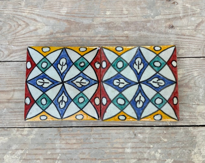 Moroccan Zellige, handmade and hand-painted Moroccan tiles, 10/10 cm decorative tiles, Moroccan tiles.