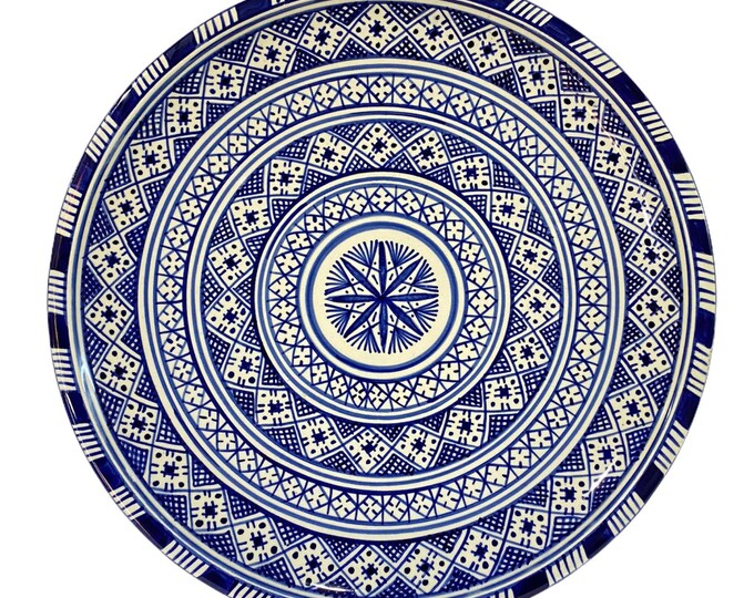 Handmade Moroccan pottery pie dish. Flat dish/ cake dish/flat dish.