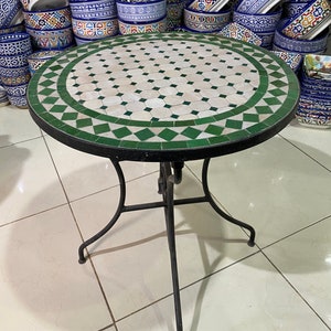 Handmade Moroccan mosaic table / round mosaic table / mosaic dining table.