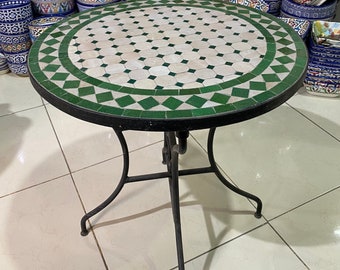 Handmade Moroccan mosaic table / round mosaic table / mosaic dining table.