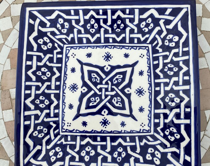Large square ceramic dish from Fes / square dish / handmade and hand-painted ceramic dish from Fes / 30 cm square dish.
