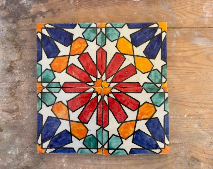 Moroccan Zellige, Moroccan tiles handmade and hand painted, decorative tiles 10/10 cm, Moroccan tiles.