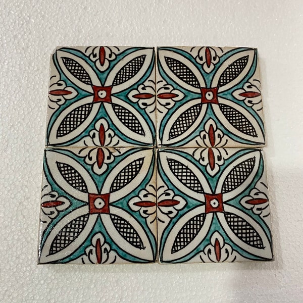 Moroccan Zellige, handmade and hand-painted Moroccan tiles, decorative tiles 10/10 cm, Moroccan tiles.