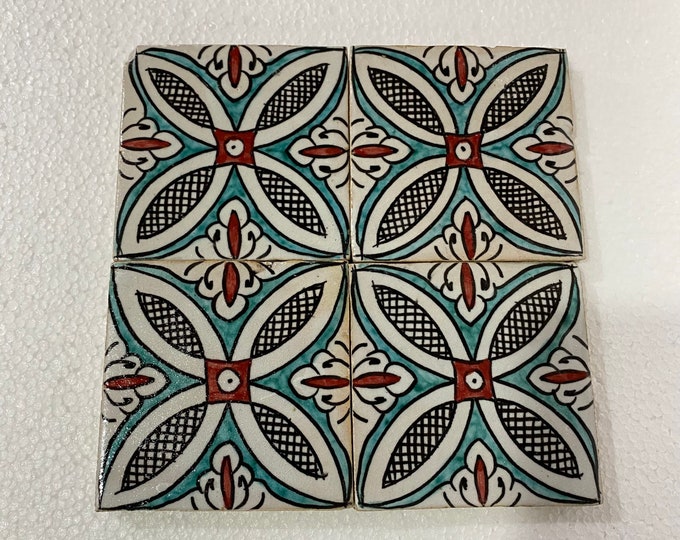 Moroccan Zellige, handmade and hand-painted Moroccan tiles, 10/10 cm decorative tiles, Moroccan tiles.