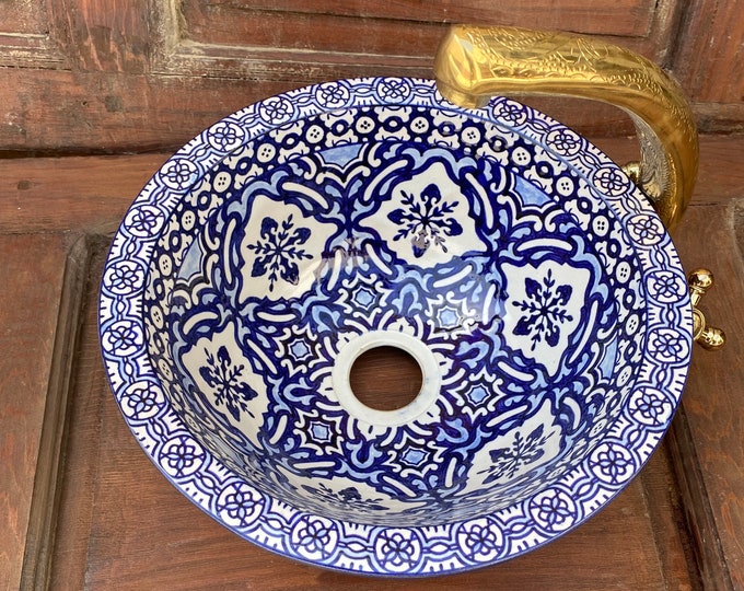 Moroccan ceramic sink, handmade and hand painted/ handmade washbasin/ ceramic washbasin/Moroccan washbasin.