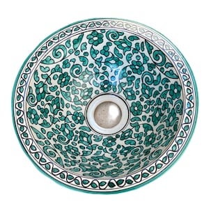 Handmade and hand painted Moroccan ceramic sink/washbasin. Moroccan washbasin handmade.Moroccan sink, ceramics sink