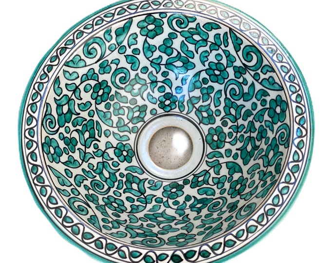 Handmade and hand painted Moroccan ceramic sink/washbasin. Moroccan washbasin handmade.Moroccan sink, ceramics sink