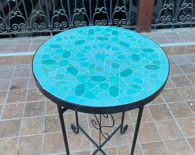 Mosaic table / Moroccan mosaic table / handmade table / round mosaic table / indoor - outdoor mosaic table
