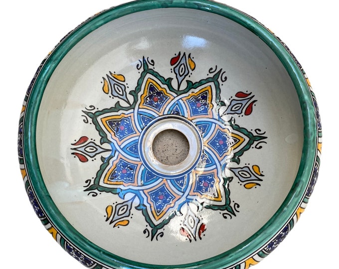 Moroccan ceramic sink from Fes handmade and hand painted. Moroccan ceramics sink handmade, hand painted