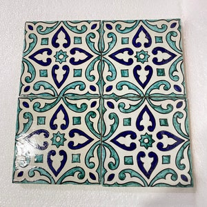 6*6 inches, Moroccan Zellige, Moroccan tiles handmade and hand painted, decorative tiles 15/15 cm, Moroccan tiles.