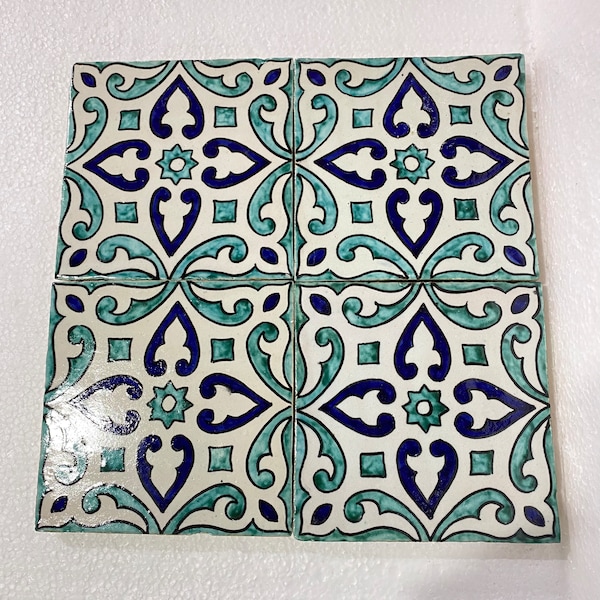 6 * 6 inches, Moroccan zellige, Moroccan tiles handmade and hand painted, decorative tiles 15/15 cm, Moroccan tiles.