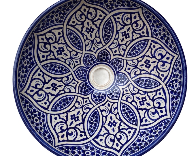 Moroccan ceramic basin/sink from Fes, handmade and hand painted. Moroccan ceramics sink handmade, hand painted.