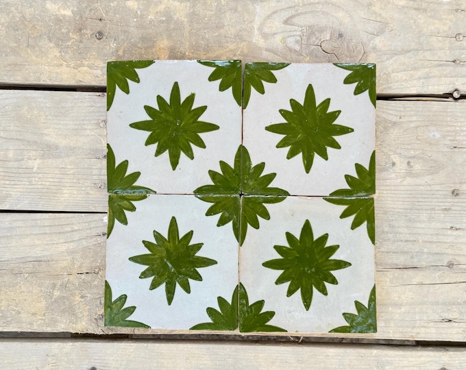 Authentic Handmade Moroccan Tiles: Green Beauty Fired in Wood Oven