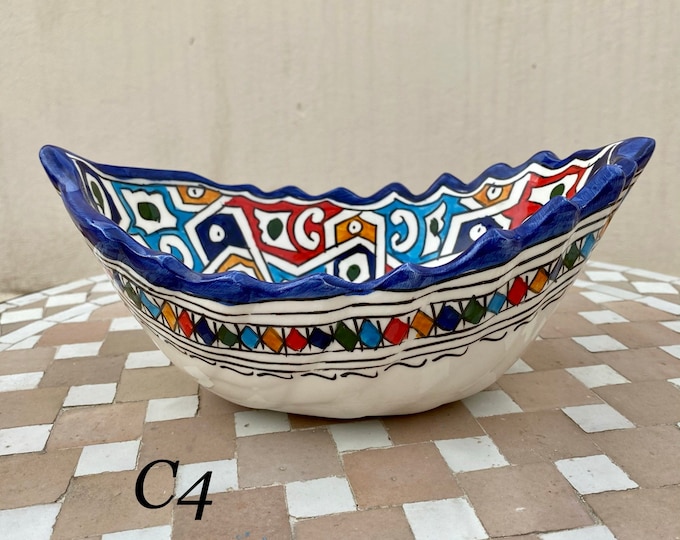 Ceramic salad bowl from Fes (Moroccan) handmade and hand painted. Moroccan salad bowl, handmade, hand painted.