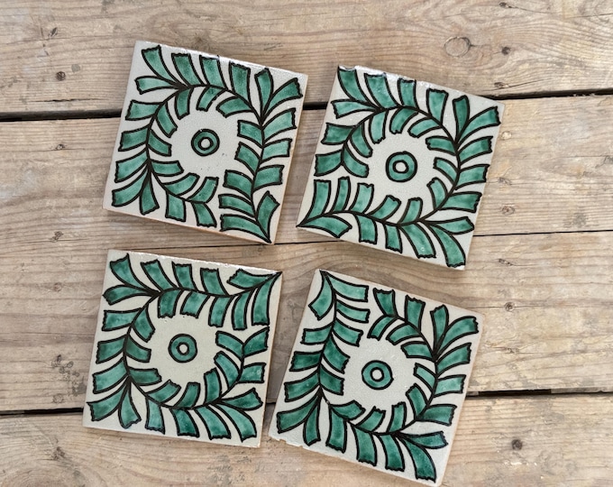 Hand Painted Moroccan Tiles – Glazed Ceramic Zellige, Handmade & Wood-Fired – Ideal for Kitchen Backsplash, Bathroom, or Outdoor Spaces