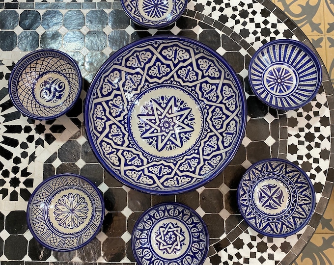 Table service / table set in Fes pottery handmade and hand painted / table set.