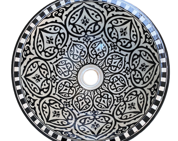 Handmade washbasin/40 cm sink in Moroccan pottery/pottery basin/ceramic sink.