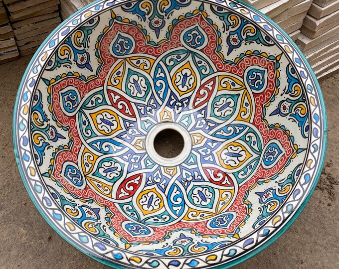 Boho Chic Bathroom Decor- Handmade Moroccan Wash Basin.