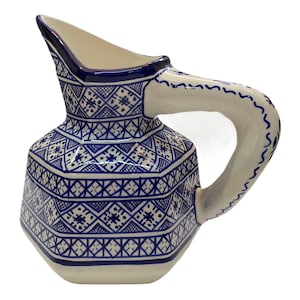 Fes ceramic jug handmade and painted /pitcher with traditional shape/carafe with original handle.