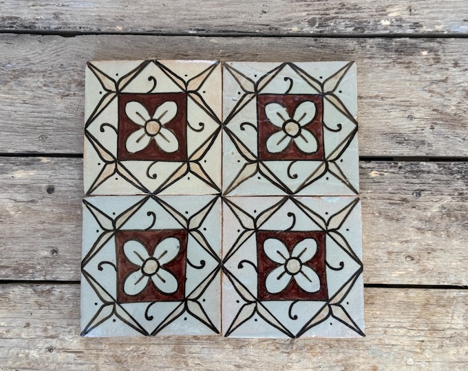 Moroccan Zellige, Moroccan tiles handmade and hand painted, decorative tiles 10/10 cm, Moroccan tiles.