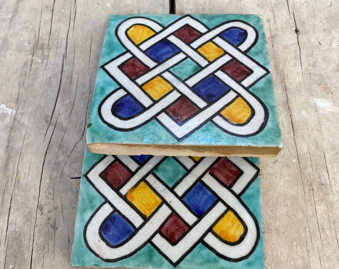 Moroccan Zellige, handmade and hand-painted Moroccan tiles, 10/10 cm decorative tiles, Moroccan tiles.