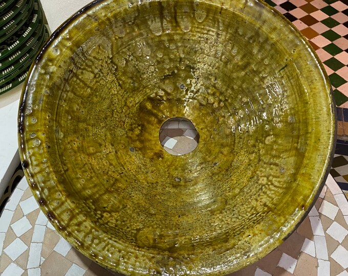 Rustic ceramic sink 38 cm/ Tamgrout washbasin, handmade and hand painted rustic washbasin