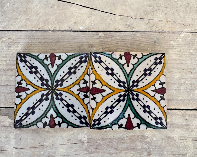 Moroccan Zellige, Moroccan tiles handmade and hand painted, decorative tiles 10/10 cm, Moroccan tiles.