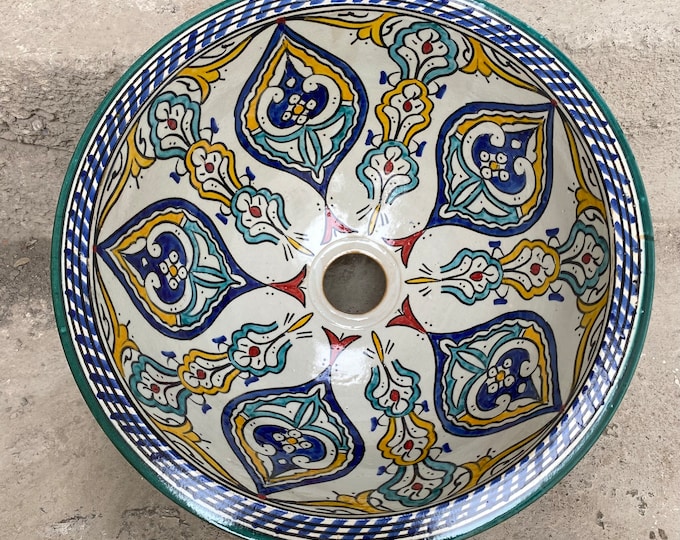 Handmade washbasin/ Moroccan pottery sink/ pottery basin/ ceramic sink.
