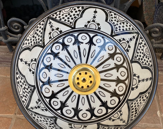 Moroccan ceramic sink, handmade and hand painted/ handmade washbasin/ ceramic washbasin/Moroccan washbasin.