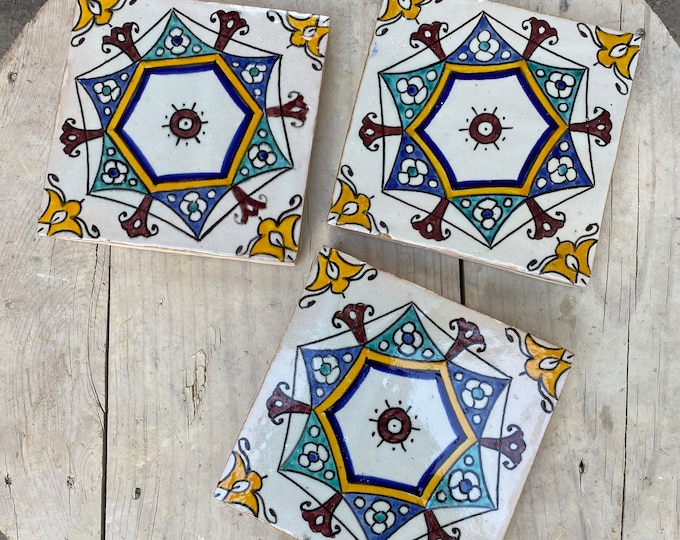 6 * 6 inches, Moroccan zellige, Moroccan tiles handmade and hand painted, decorative tiles 15/15 cm, Moroccan tiles.