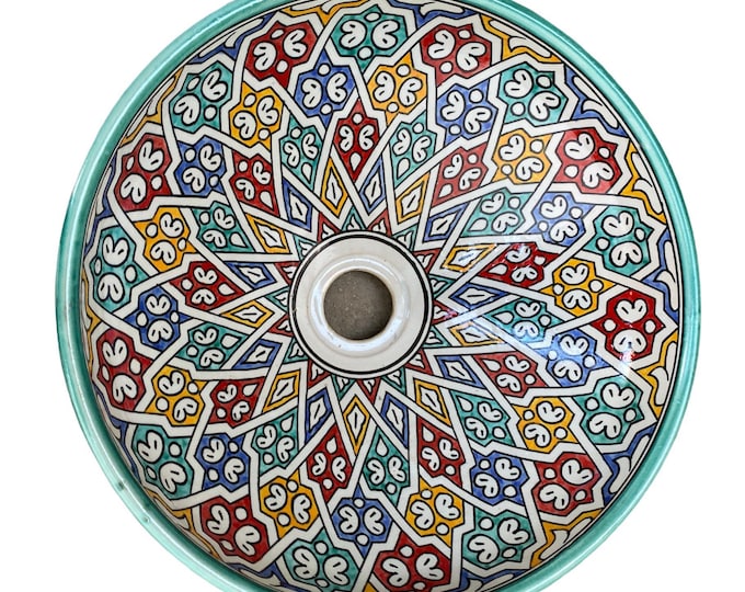 Sink /Handmade and hand painted Moroccan ceramic washbasin/Moroccan washbasin handmade/ Moroccan basin.