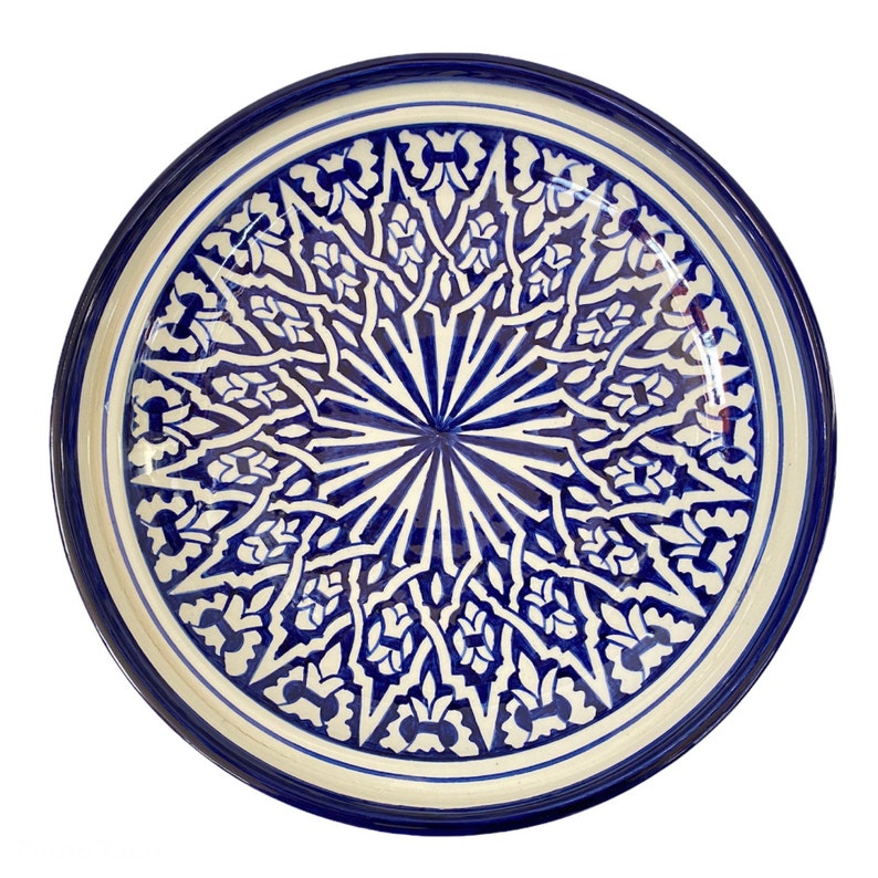 Handmade and hand painted Fes ceramic tagine dish / Moroccan tagine dish / tagine dish for serving only. image 4