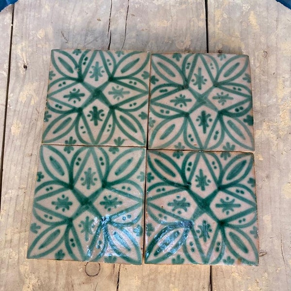 Authentic Handmade Moroccan Tiles: Green Beauty Fired in Wood Oven