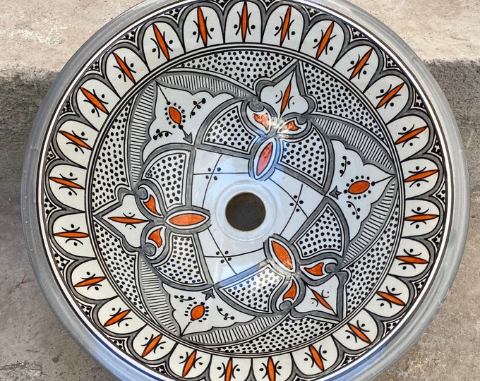 Moroccan ceramic sink, handmade and hand painted/ handmade washbasin/ ceramic washbasin/Moroccan washbasin.
