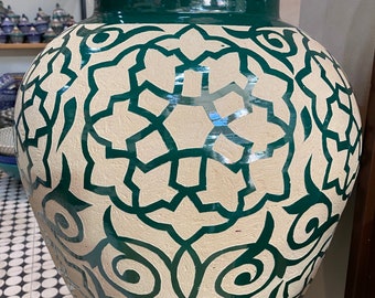 モロッコ　フェズの花入　花瓶　陶器製 フェズ モロッコの陶製花瓶《約28cm》一点もの | HEIRLOOM（エア