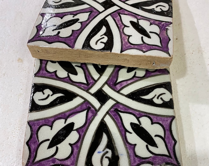 Moroccan Zellige, handmade and hand-painted Moroccan tiles, decorative tiles 10/10 cm, Moroccan tiles.